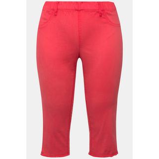 Ulla Popken  Pantaloni Capri a 7/8 modello Sienna in tessuto elasticizzato con orli sfrangiati e taglio della gamba aderente 