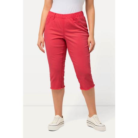 Ulla Popken  Pantaloni Capri a 7/8 modello Sienna in tessuto elasticizzato con orli sfrangiati e taglio della gamba aderente 