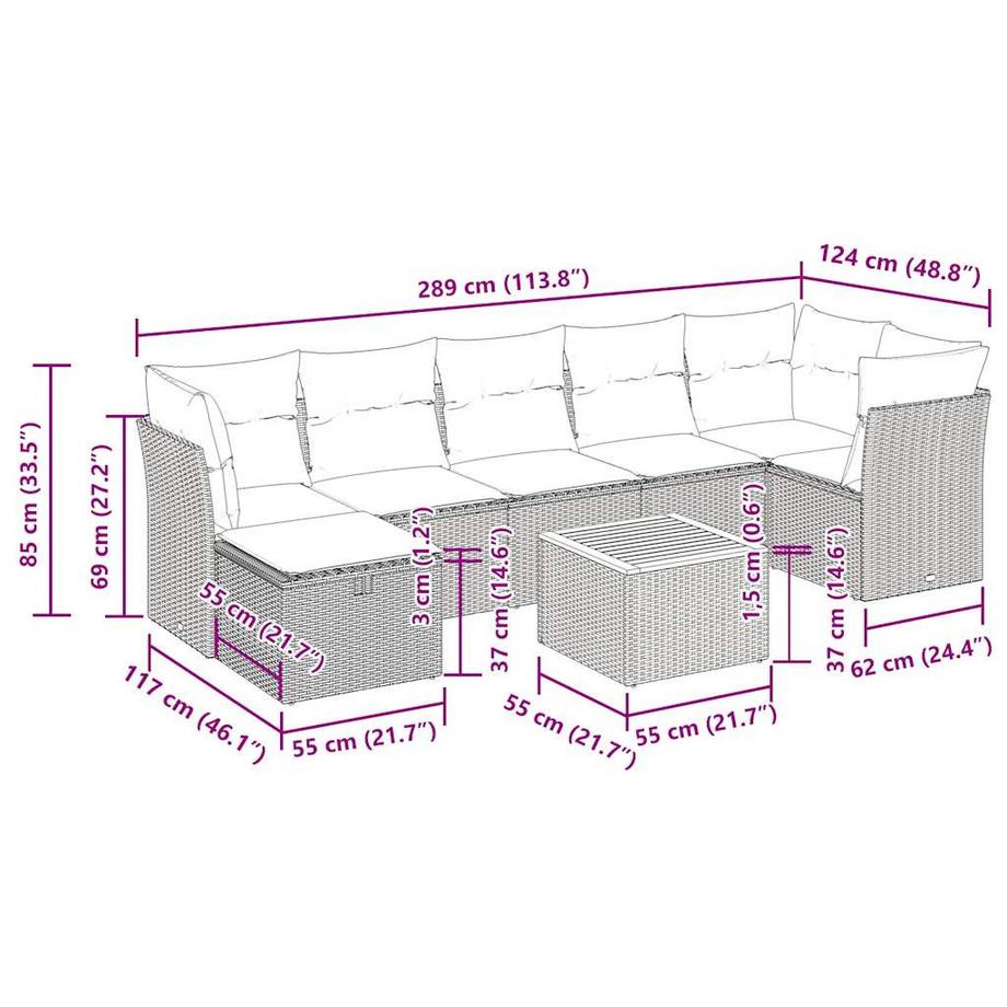 VidaXL set di divani da giardino Polirattan  