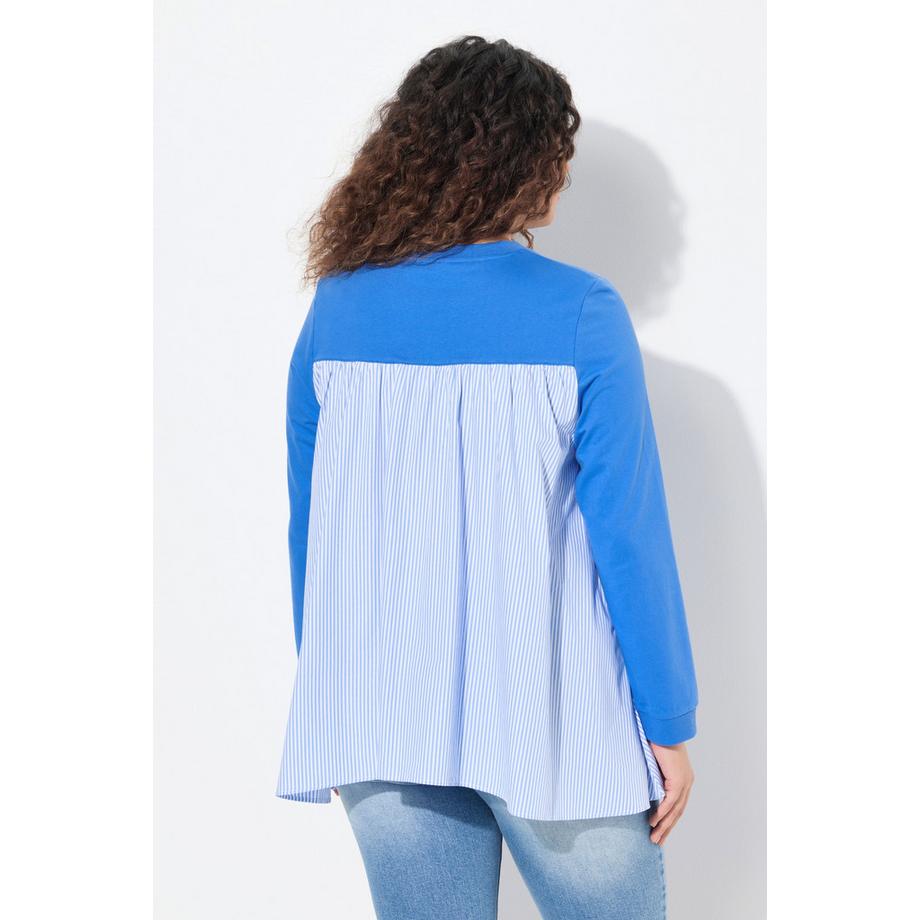 Ulla Popken Sweatshirt Streifeneinsätze Rundhals Langarm  