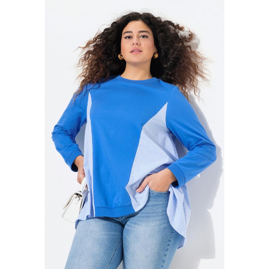 Ulla Popken Sweatshirt Streifeneinsätze Rundhals Langarm  