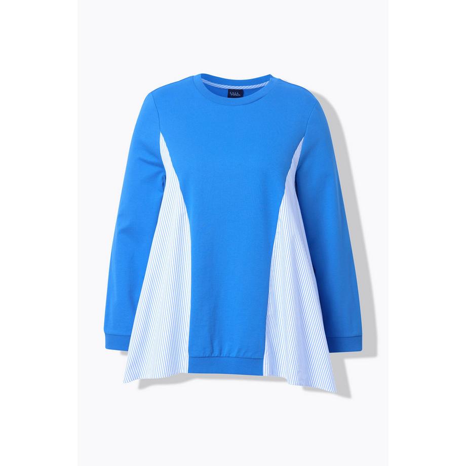 Ulla Popken Sweatshirt Streifeneinsätze Rundhals Langarm  
