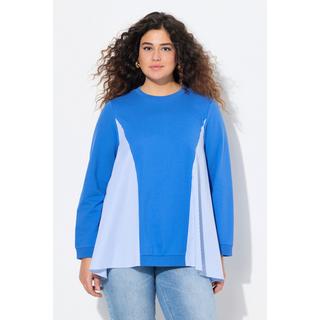 Ulla Popken Felpa Inserti Tessuto Righe Scollo Rotondo Maniche Lunghe  