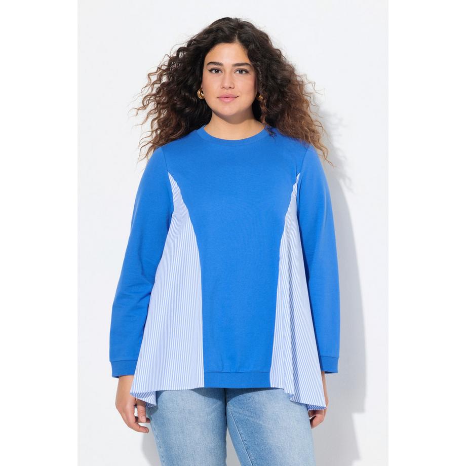 Ulla Popken Sweatshirt Streifeneinsätze Rundhals Langarm  