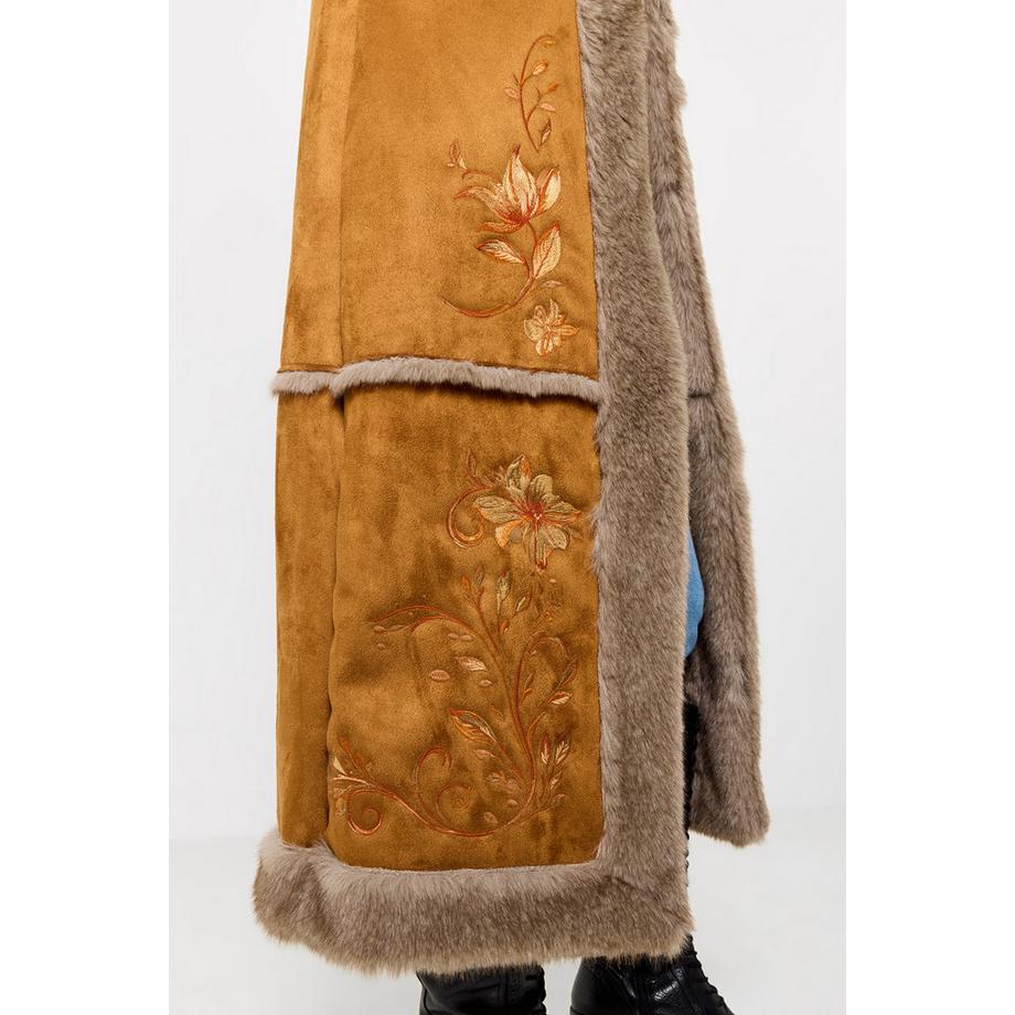 Joe Browns Winter-Boho bestickter Mantel mit Kunstfellfutter  