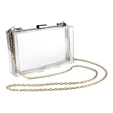 Borsa Trasparente Con Catena - Argento