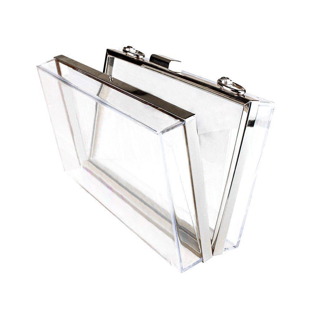 B2X Borsa Trasparente con Catena Argento  