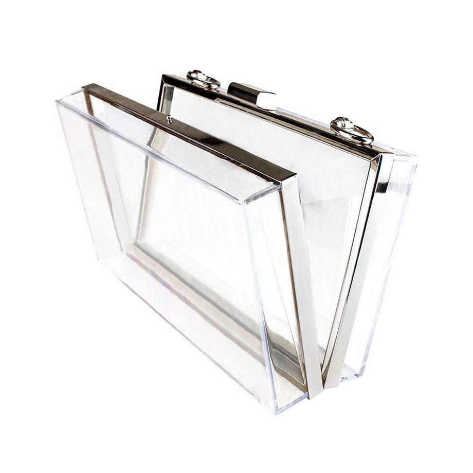 B2X Borsa Trasparente con Catena Argento  