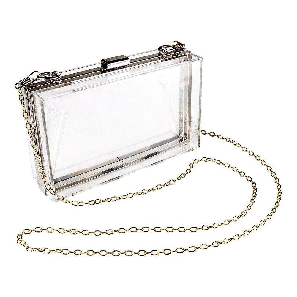 B2X Borsa Trasparente con Catena Argento  