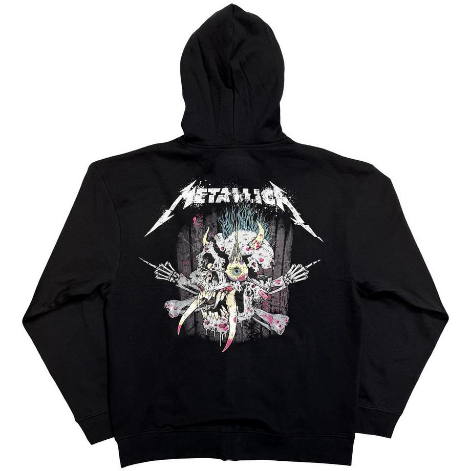 Metallica Felpa con cappuccio Scary Guy con zip integrale e stampa posteriore  