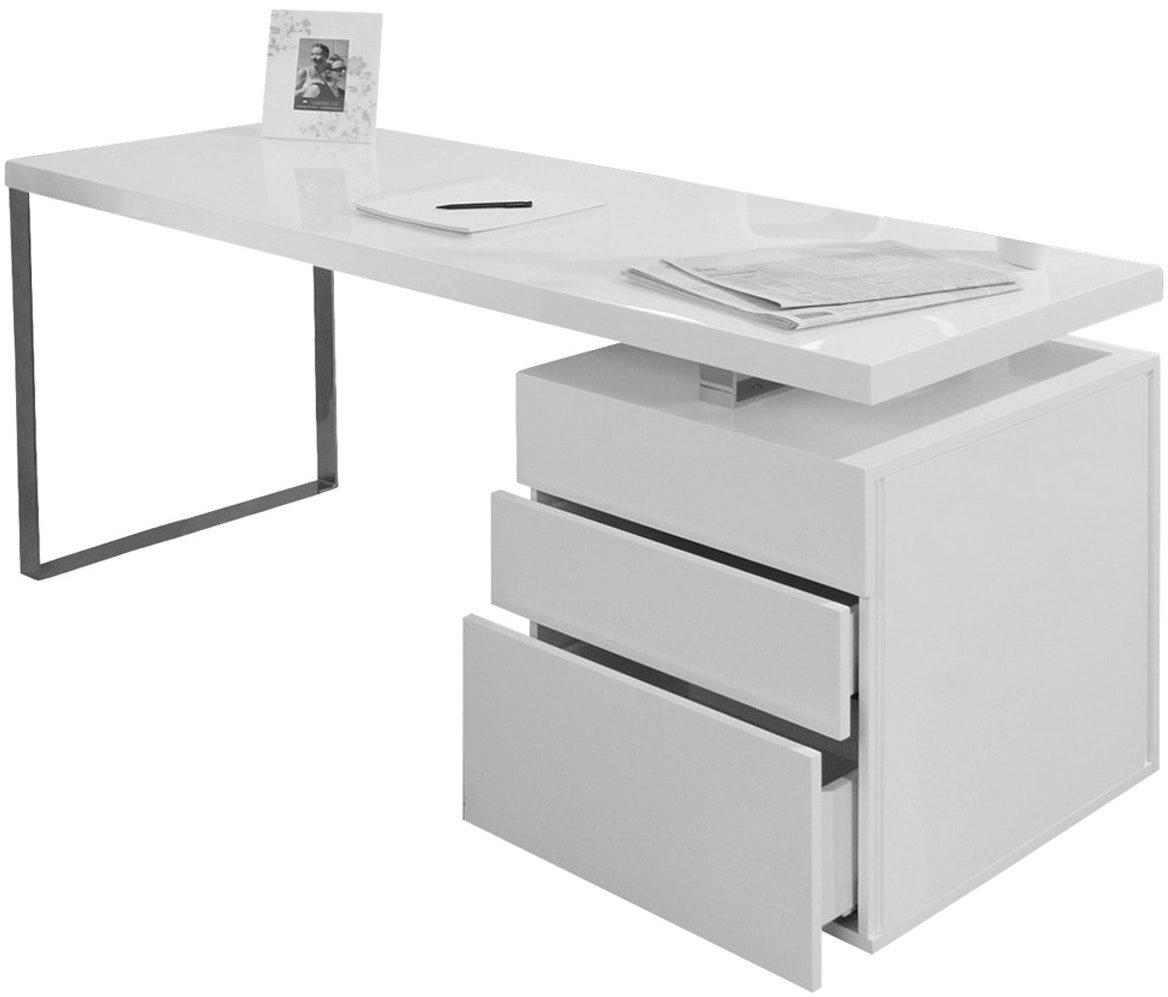 mutoni Bureau 3 tiroirs 180x85x76cm blanc  