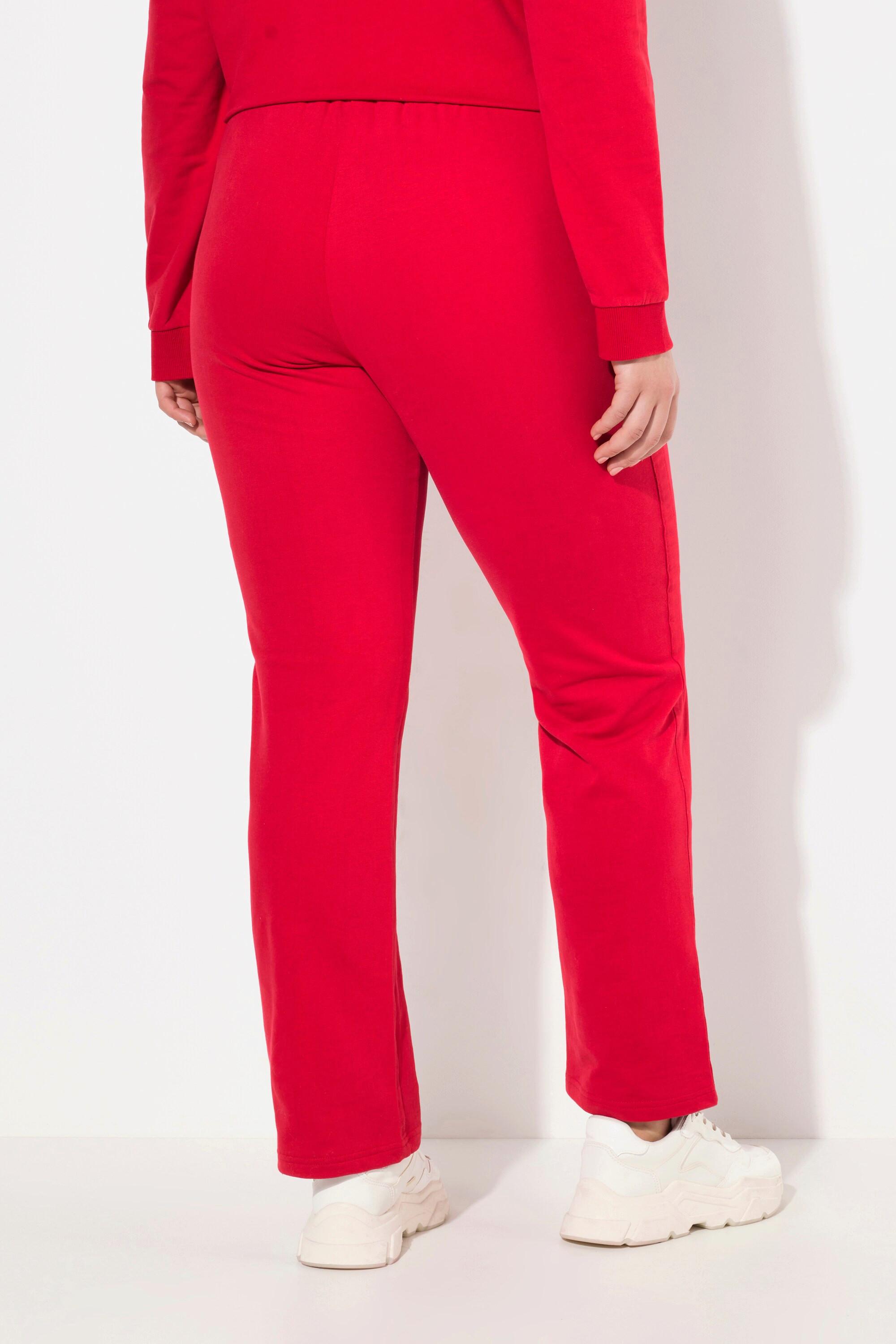 Ulla Popken  Pantalon en molleton Ruby, jambe droite, ceinture élastique et cordon de serrage 