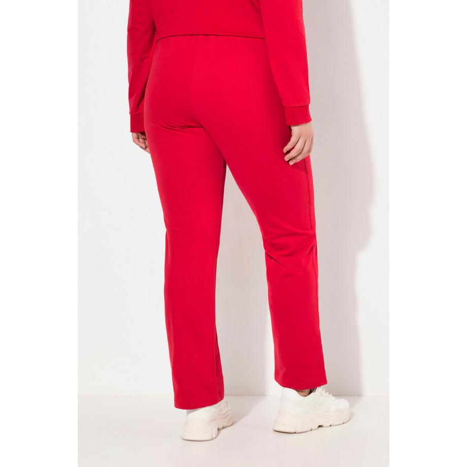 Ulla Popken Ruby Pantalon en Molleton Jambe Droite Ceinture Élastique Cordon de Serrage  