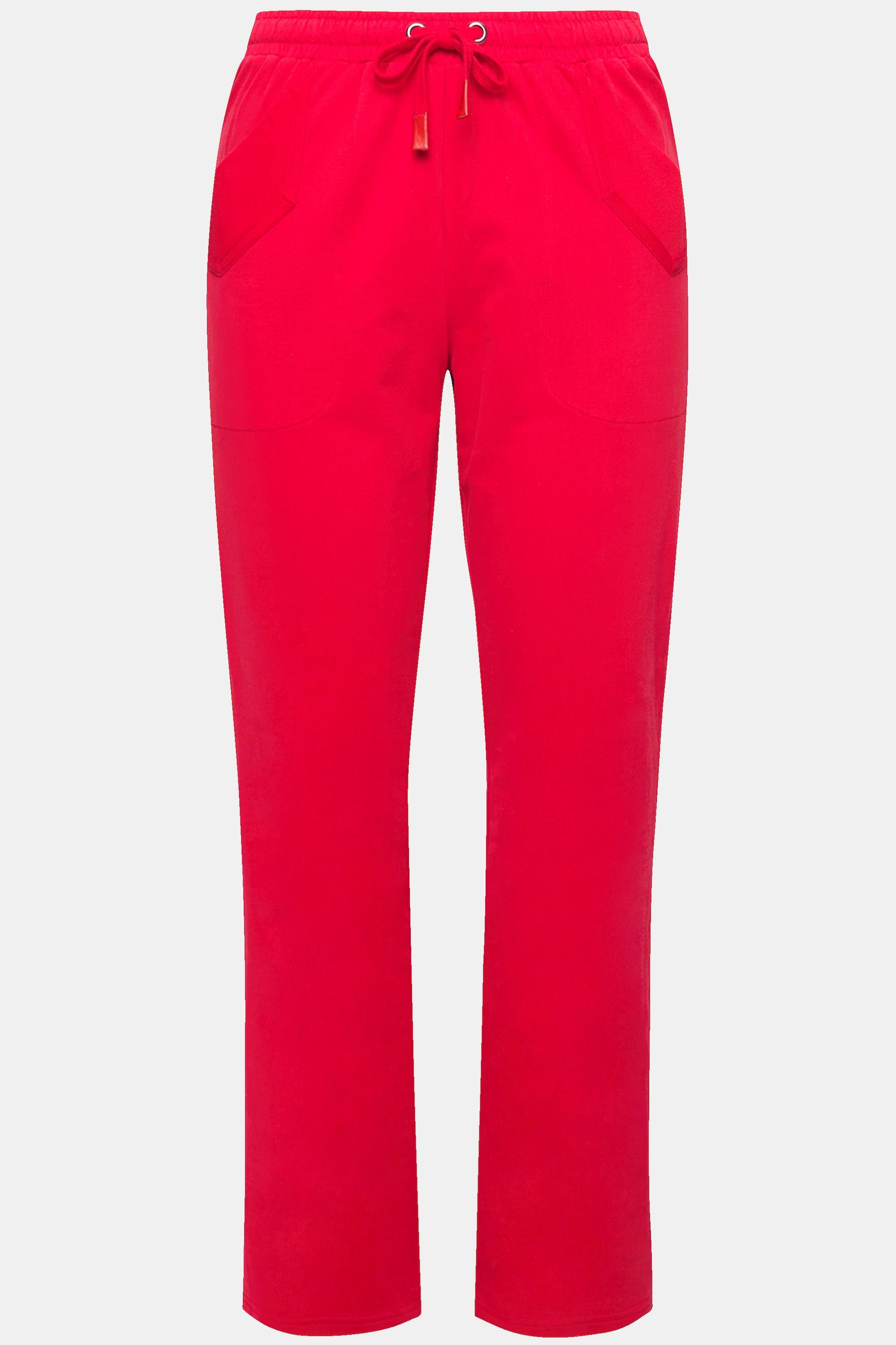 Ulla Popken Ruby Pantaloni di Felpa Gamba Dritta Cintura Elastica Laccetto  