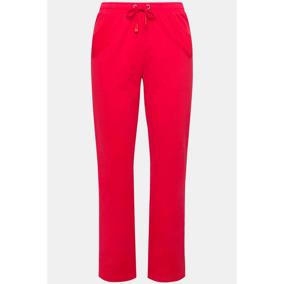 Ulla Popken Ruby Pantalon en Molleton Jambe Droite Ceinture Élastique Cordon de Serrage  