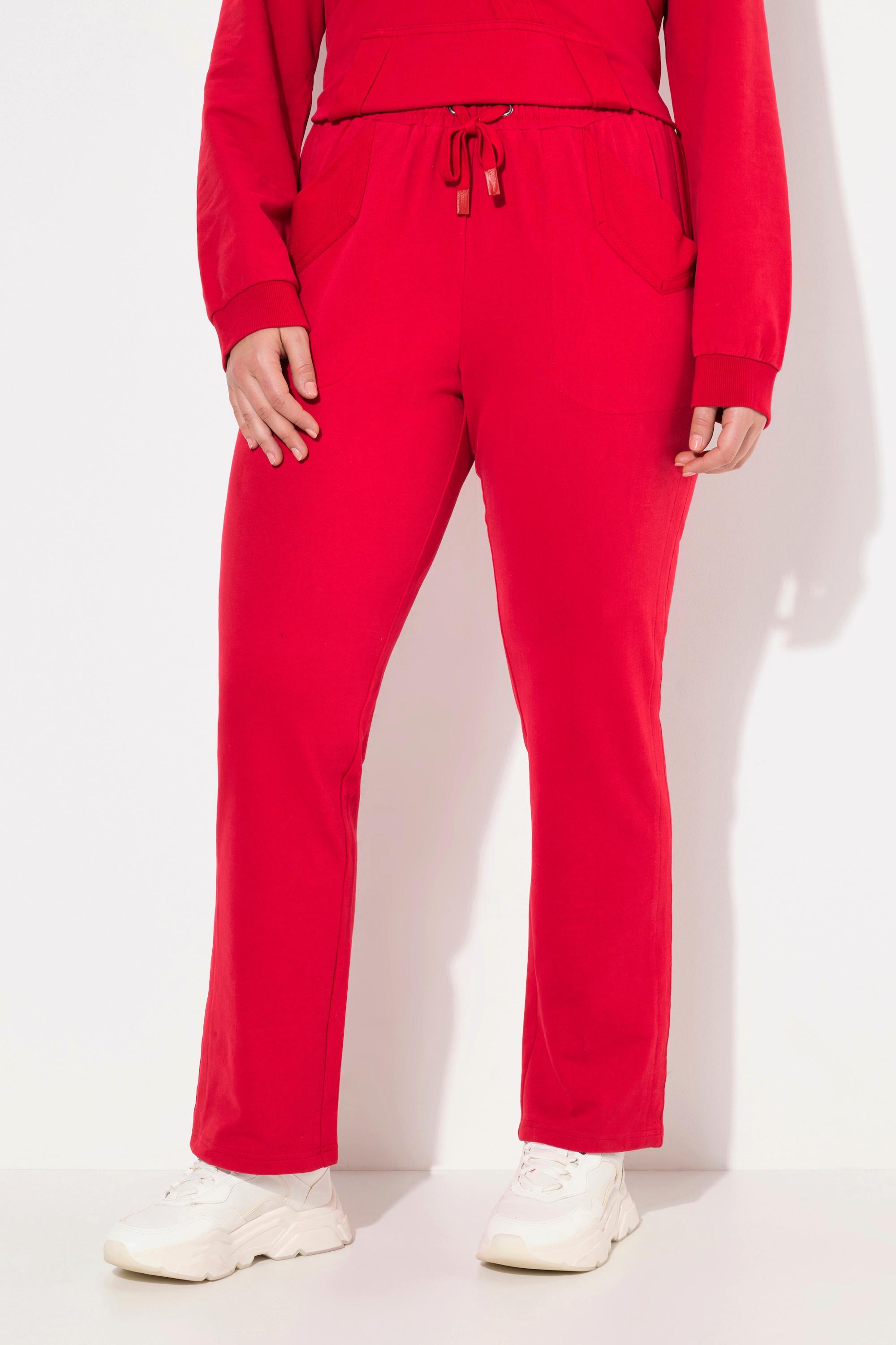 Ulla Popken  Pantalon en molleton Ruby, jambe droite, ceinture élastique et cordon de serrage 