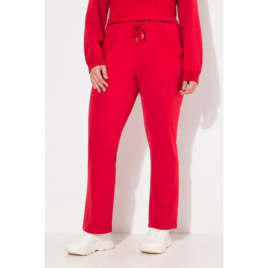 Ulla Popken Ruby Pantalon en Molleton Jambe Droite Ceinture Élastique Cordon de Serrage  