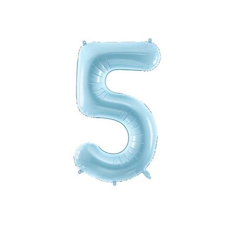 PartyDeco  Ballon Mylar Bleu Pastel Chiffre 5 