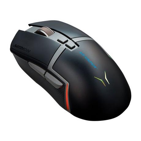 Medion  MEDION E Supporter P13 Gaming Mouse, DPI-Switch, 7 boutons programmables, éclairage RGB, utilisable avec ou sans fil 