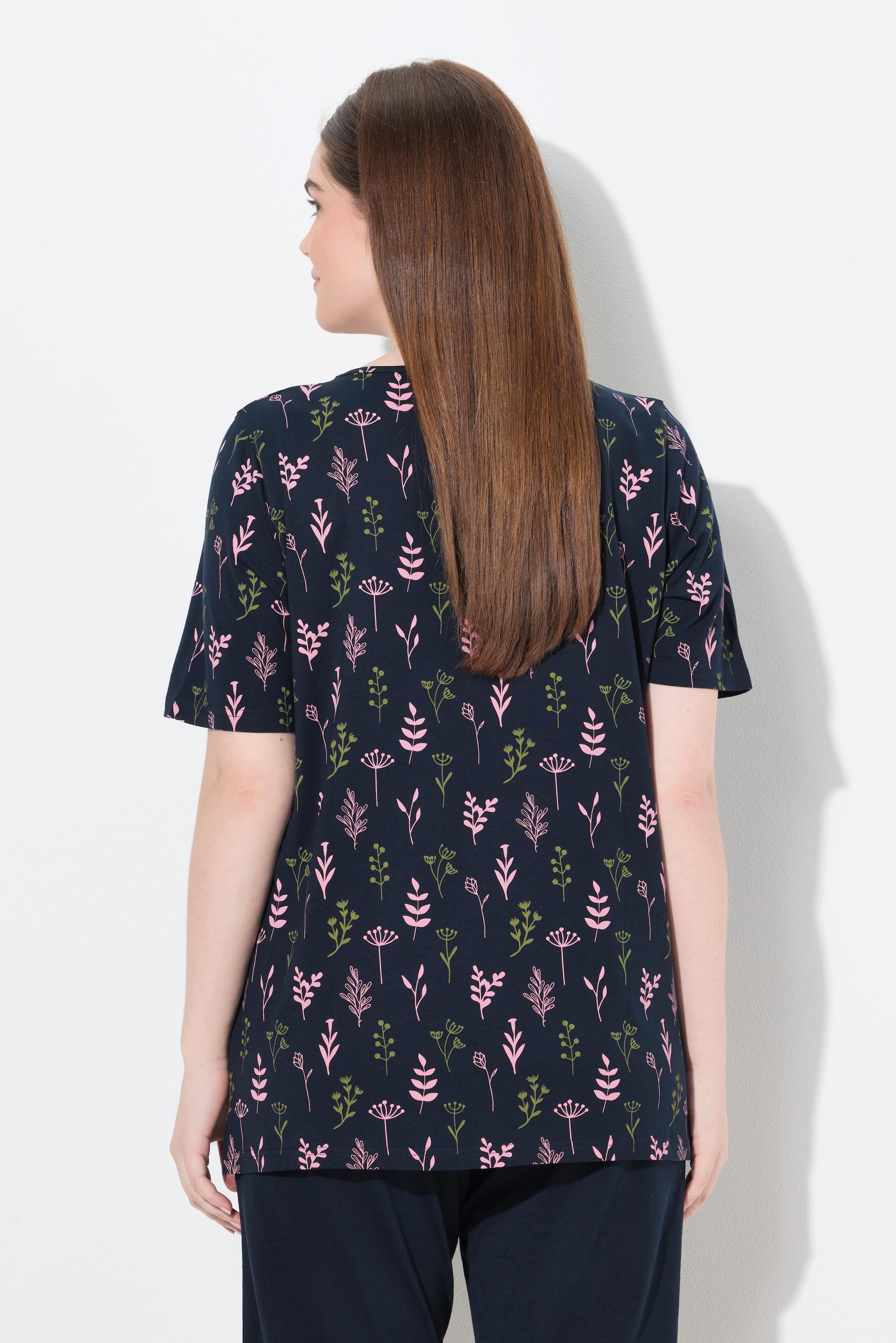 Ulla Popken Maglia del pigiama Scollo a V Mezze maniche Cotone biologico  