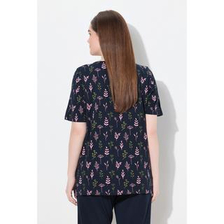 Ulla Popken Maglia del pigiama Scollo a V Mezze maniche Cotone biologico  