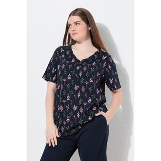 Ulla Popken Maglia del pigiama Scollo a V Mezze maniche Cotone biologico  