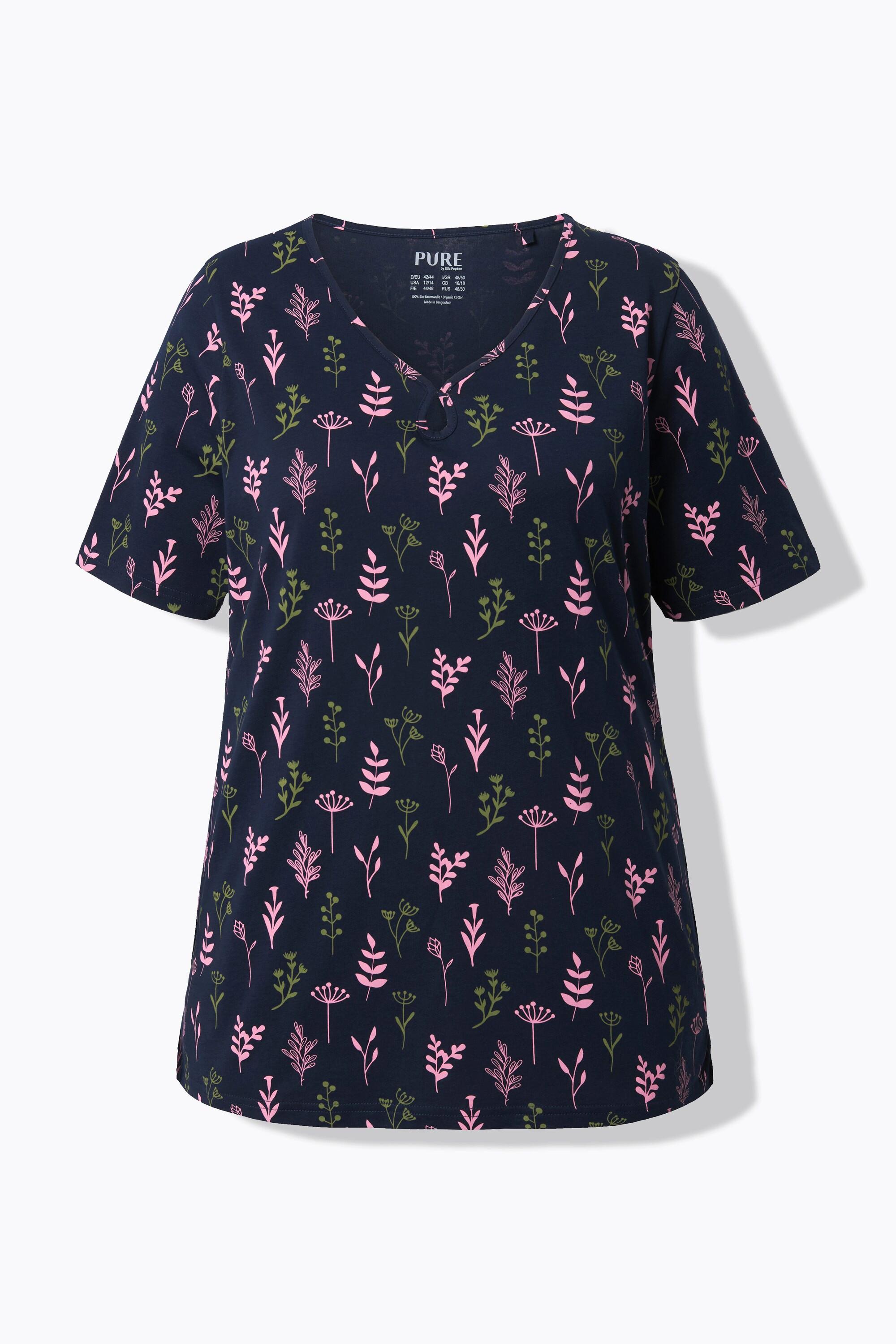 Ulla Popken Maglia del pigiama Scollo a V Mezze maniche Cotone biologico  