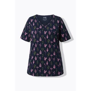 Ulla Popken Maglia del pigiama Scollo a V Mezze maniche Cotone biologico  