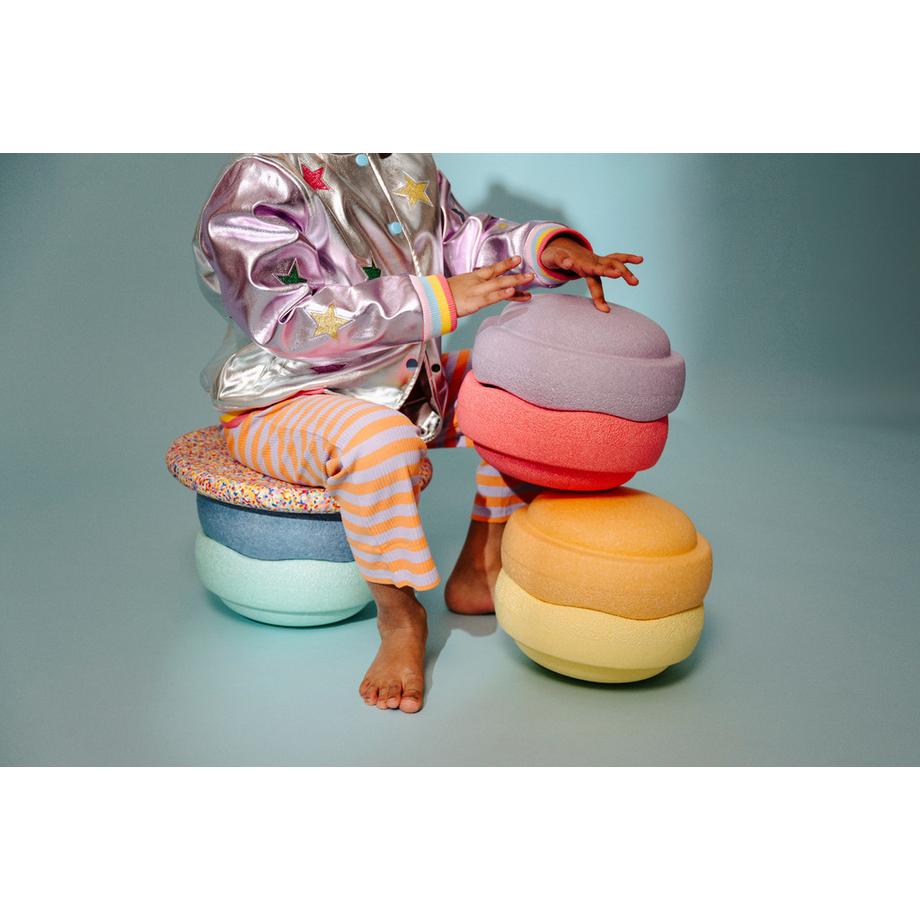 Stapelstein  Lot de 6 briques à empiler Rainbow pastel + brique à  empiler confettis pastel board, Stapelstein 