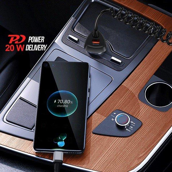 Avizar  Chargeur Voiture USB 38W + Câble USB-C 