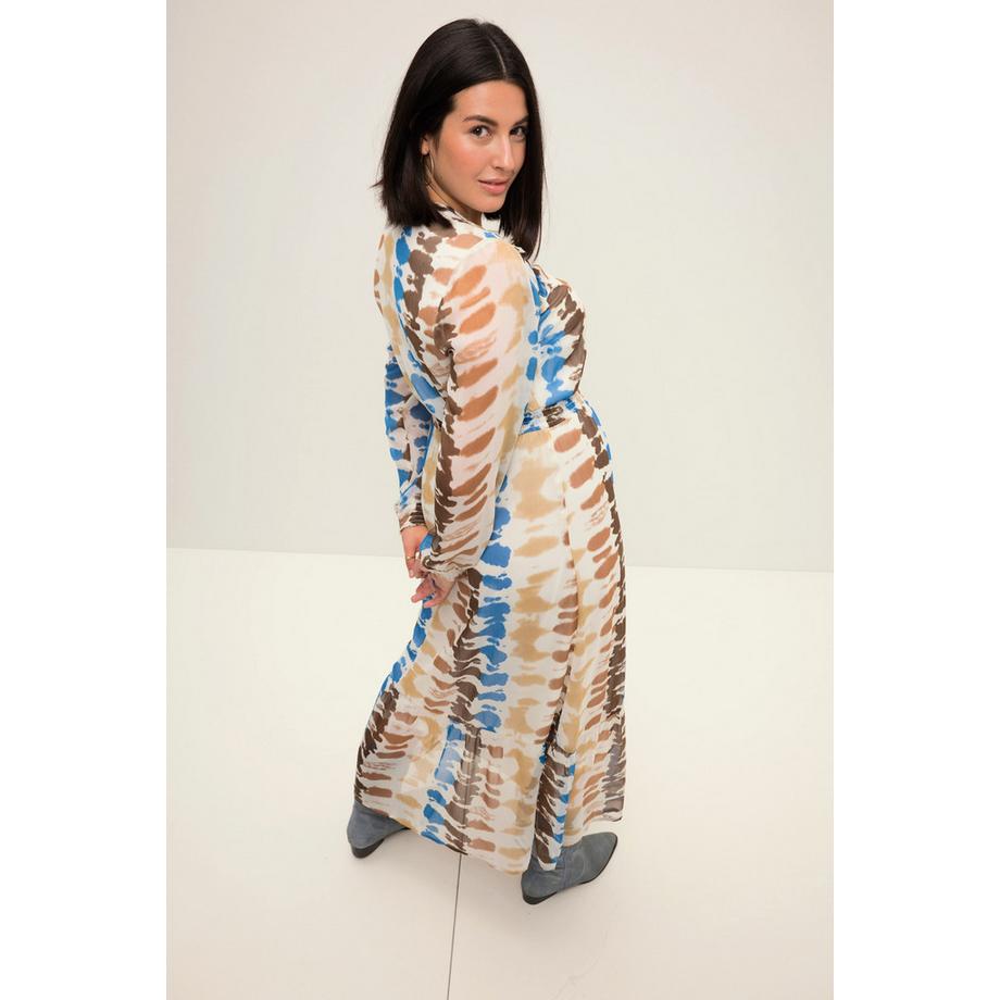 Studio Untold Robe maxi Ligne A Imprimé Batik Col V Manches Longues  