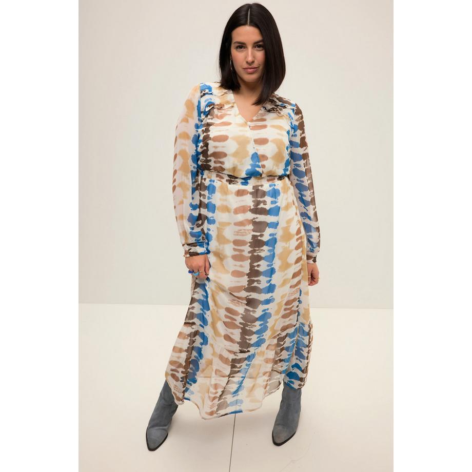 Studio Untold Robe maxi Ligne A Imprimé Batik Col V Manches Longues  