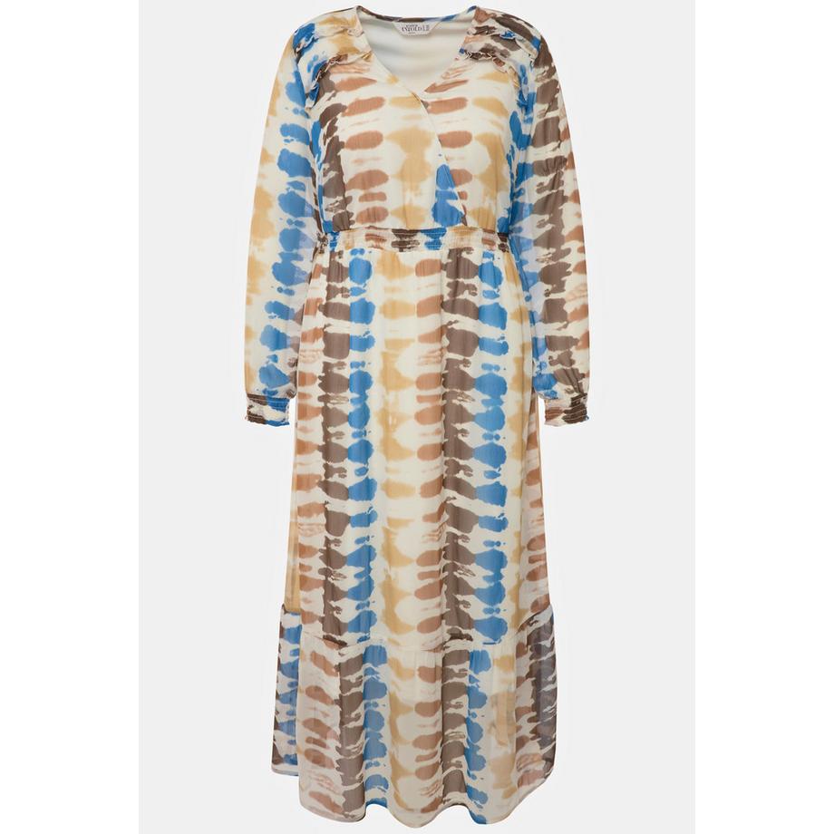 Studio Untold Robe maxi Ligne A Imprimé Batik Col V Manches Longues  