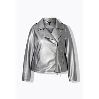 Ulla Popken  Giacca di similpelle in stile biker con revers e fodera completa 