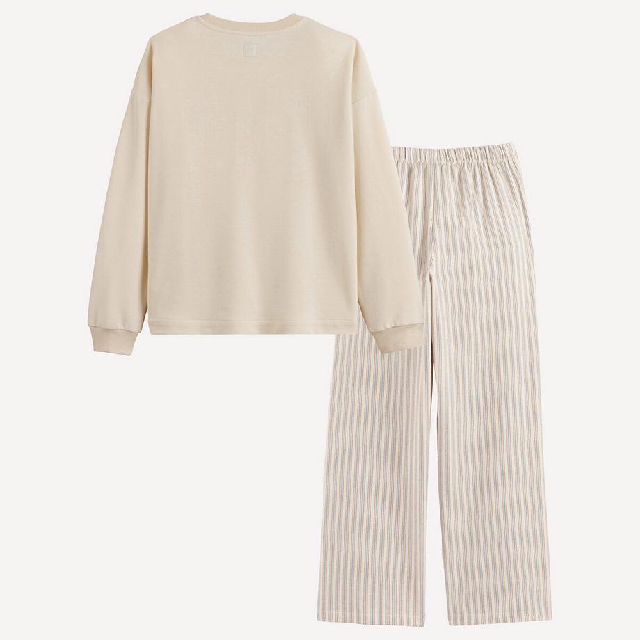 La Redoute Collections  Pyjama mit Oberteil aus Molton und Unterteil aus Flanell 