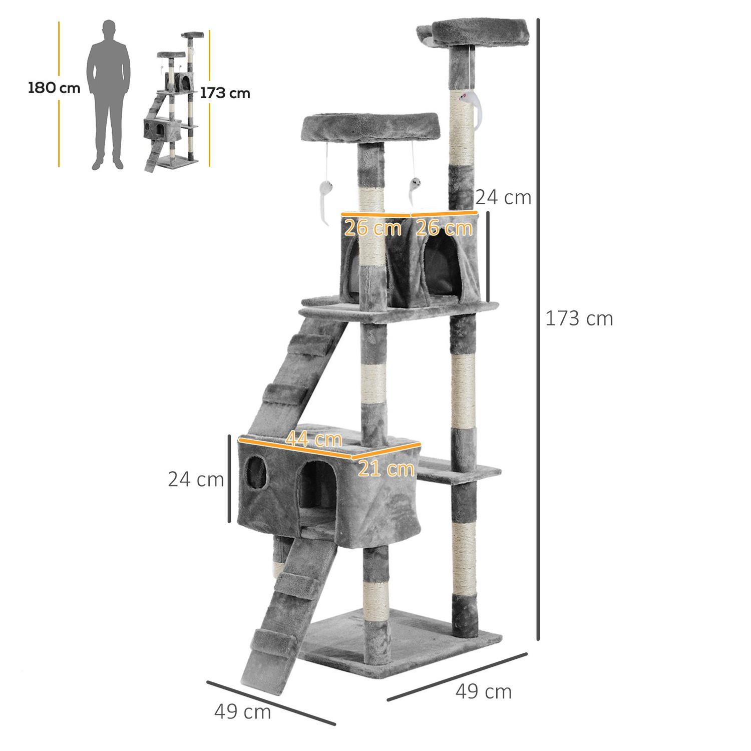 Northio  Arbre À Chat Xxl Échelle De Grotte Pour Chat Arbre À Grimper À Plusieurs Niveaux Gris 50X50X170Cm 