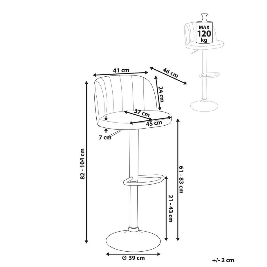 Beliani Lot de 2 tabourets de bar en Cuir PU  VLORE  