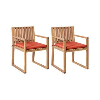 Beliani Lot de 2 chaises de jardin avec coussins en Bois d'acacia certifié FSC® Traditionnel SASSARI PREMIUM  