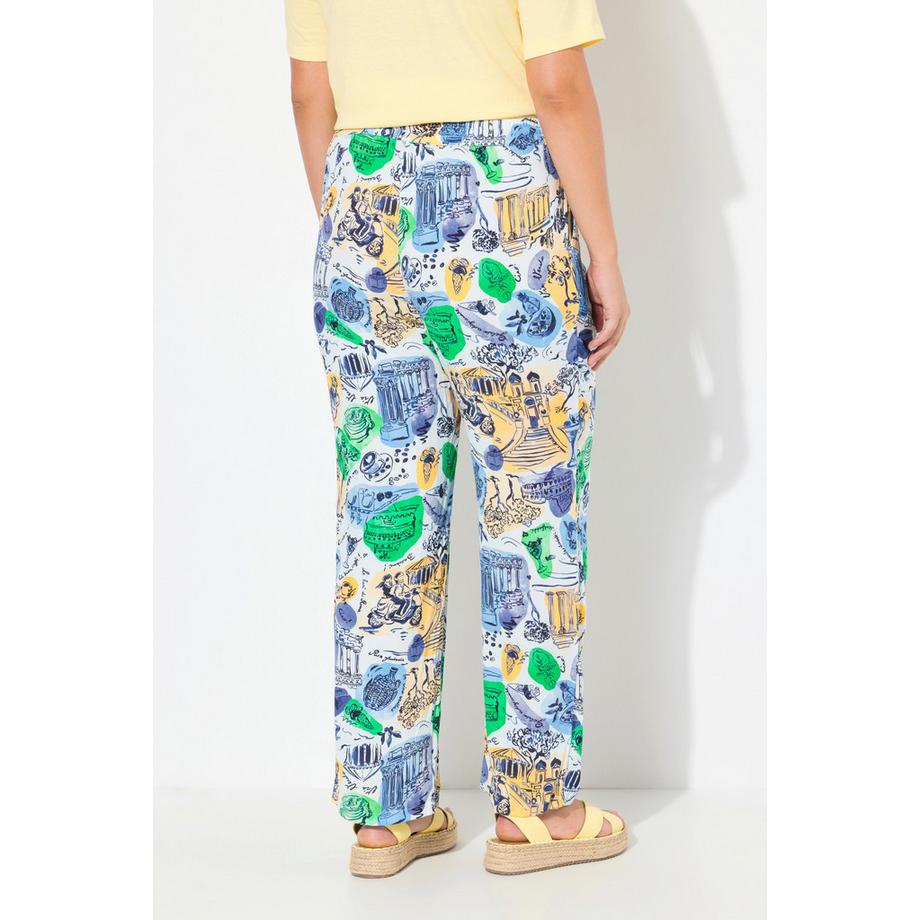 Ulla Popken Culotte Motif Vacances Jambe Large Taille Élastique  