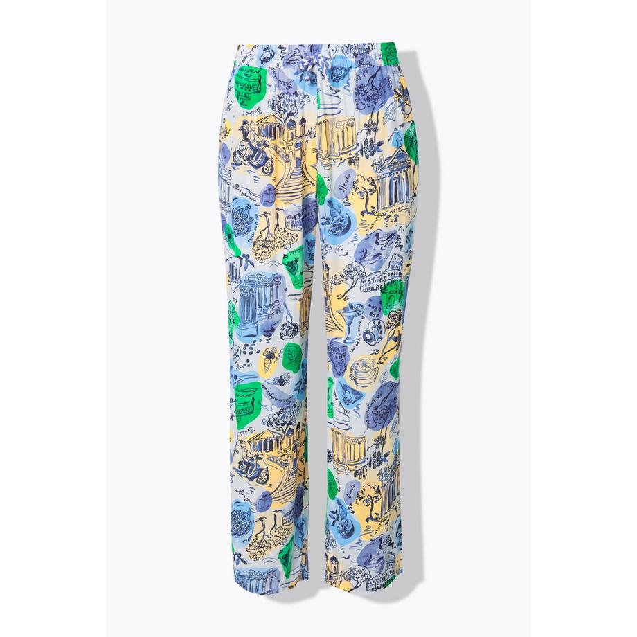 Ulla Popken Culotte Motif Vacances Jambe Large Taille Élastique  