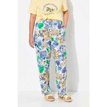 Culottes con design ispirato alle vacanze, taglio della gamba ampio e cintura elastica