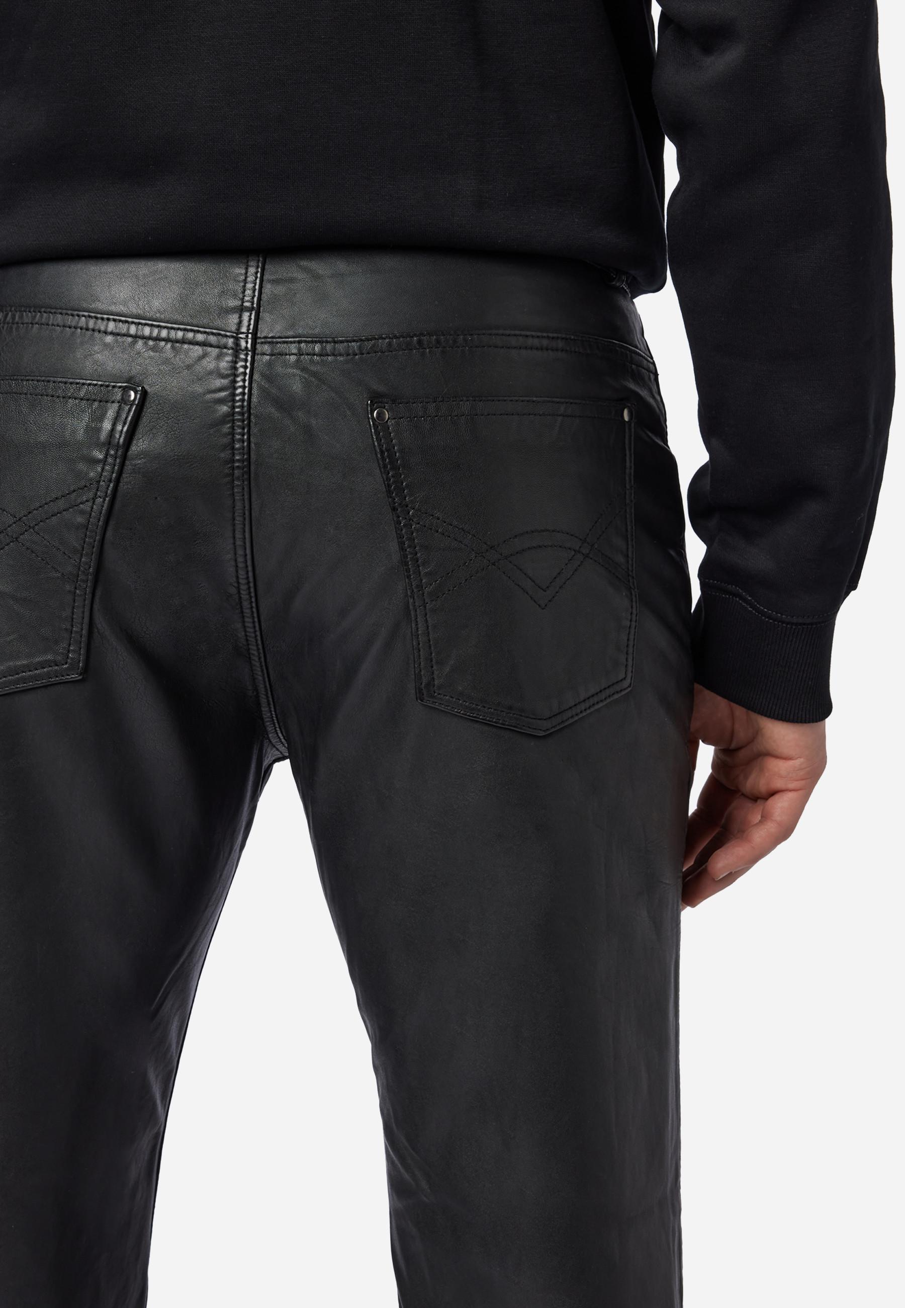 RICANO  Pantalon en cuir pour homme, Trant Pant, jeans en cuir à cinq poches en cuir d'agneau lavé. 