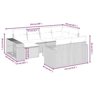 VidaXL Ensemble de canapés de jardin rotin synthétique  