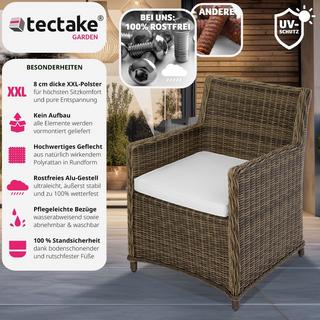 Tectake 4er Set Rattanstuhl Saint Tropez  