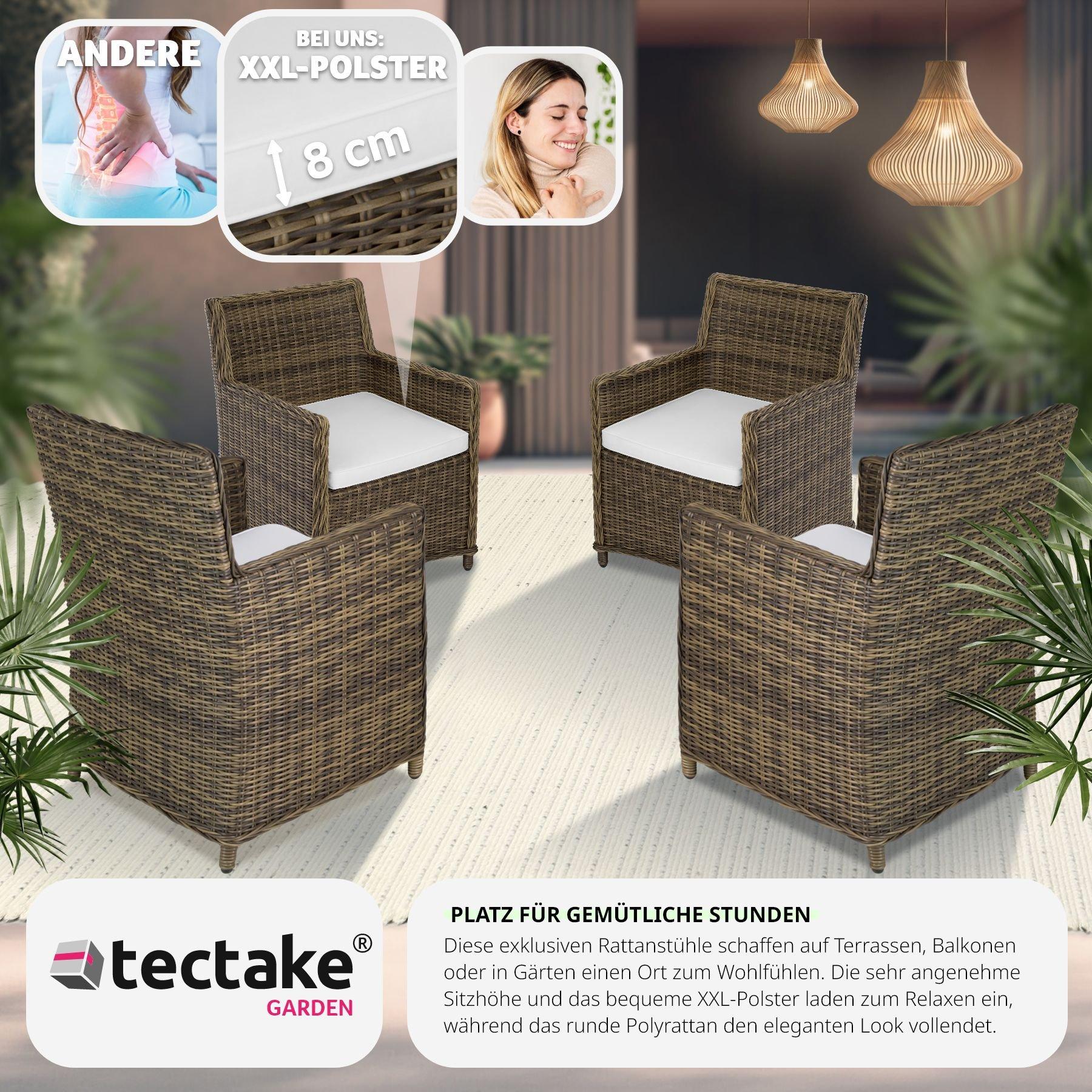 Tectake 4x Sedia in rattan Saint Tropez  