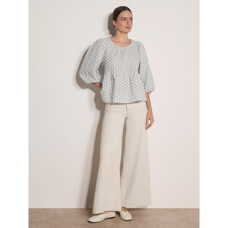 APRICOT Top con orlo a peplum e ricamo a cerchi  