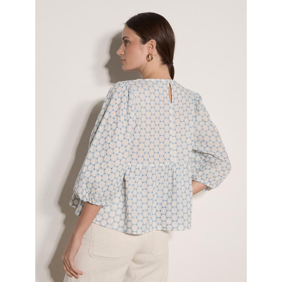 APRICOT Top con orlo a peplum e ricamo a cerchi  