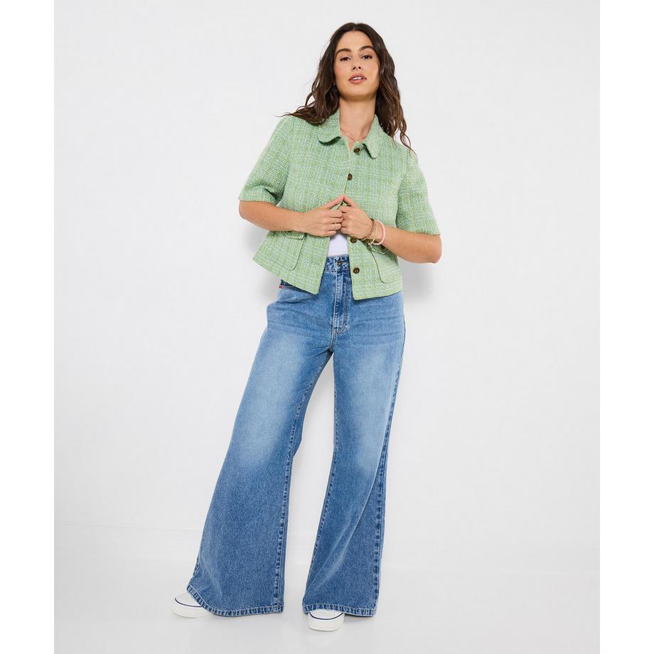 Kurz geschnittene Jacke mit Knopfleiste und kurzen Ärmeln