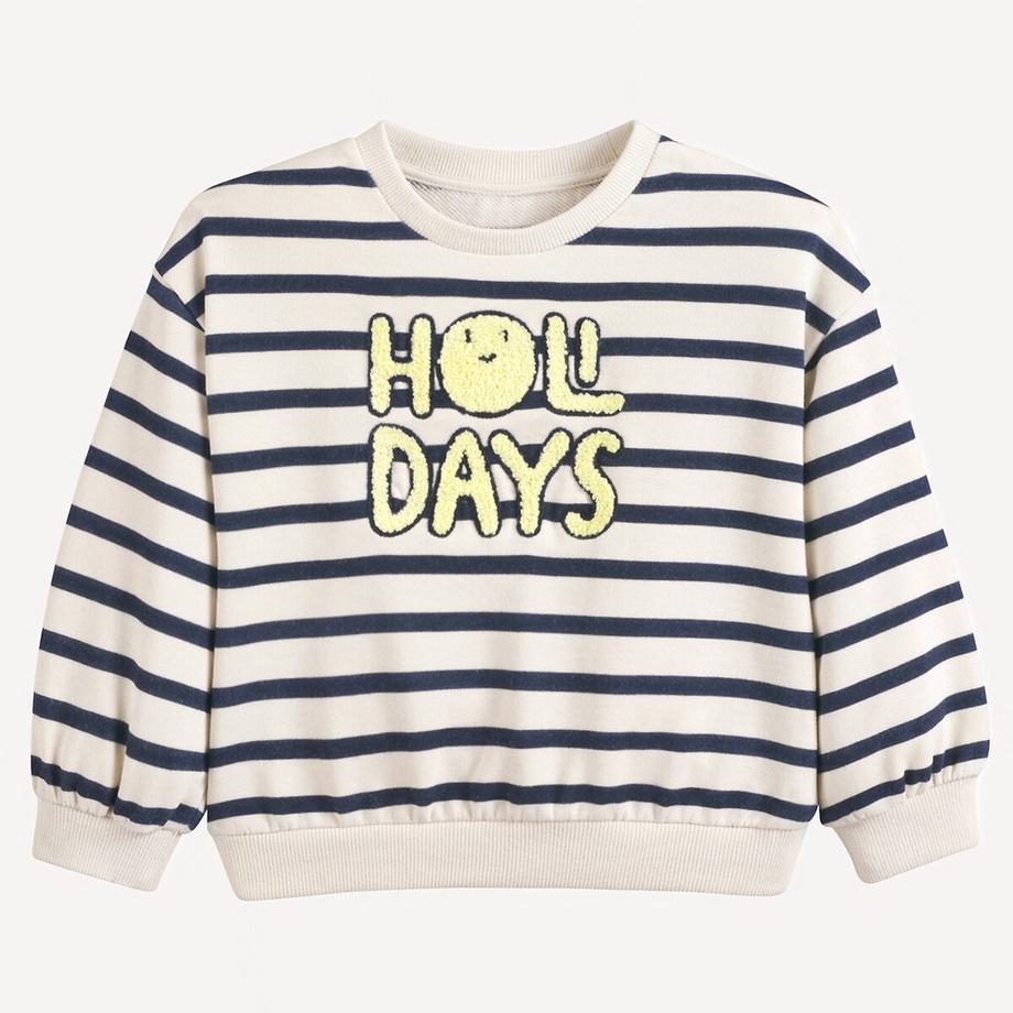 La Redoute Collections  Gestreiftes Rundhals-Sweatshirt mit Frottee-Schrift 