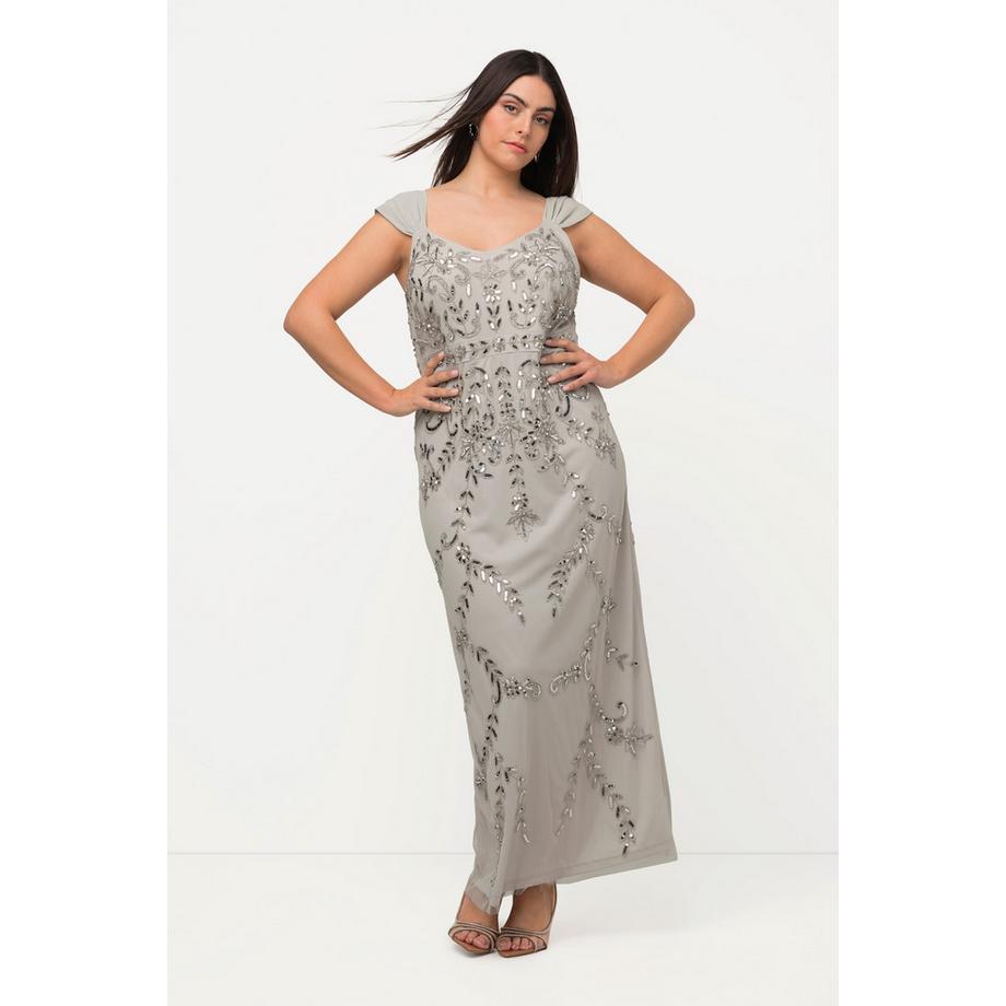 Ulla Popken Pailletten A-Linie V-Ausschnitt Trägerkleid  